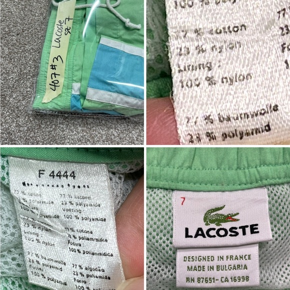 LACOSTE Mens Green Swim Trunks size 7 w/ Spell Out Sides and Logo 35W beach - Picture 11 of 11
